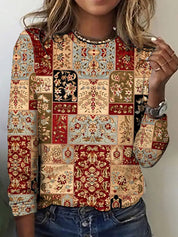 Emma Thorup | Bluse med 3D-blomsterprint og rund hals