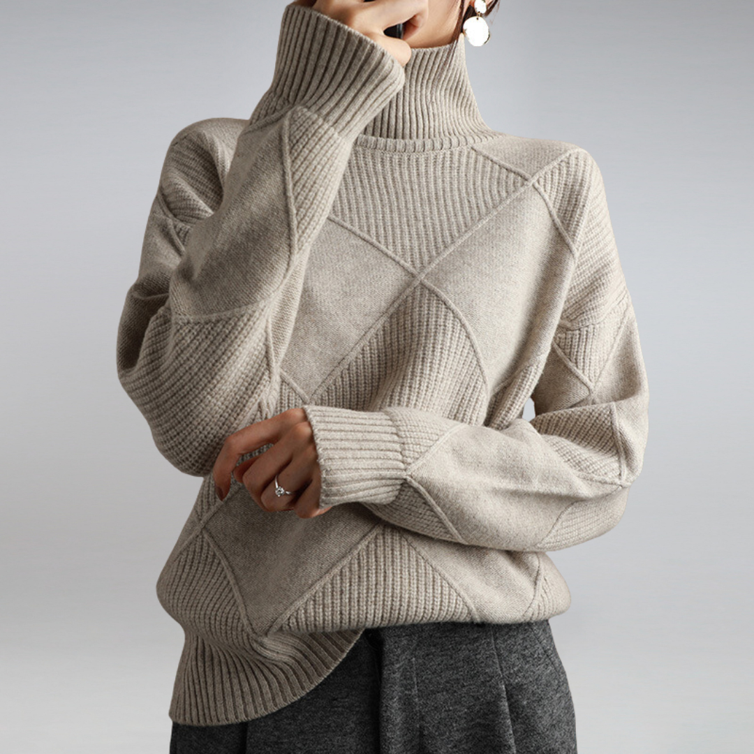 Sienna Malmström | Blød Cashmere Rullekravesweater i Beige