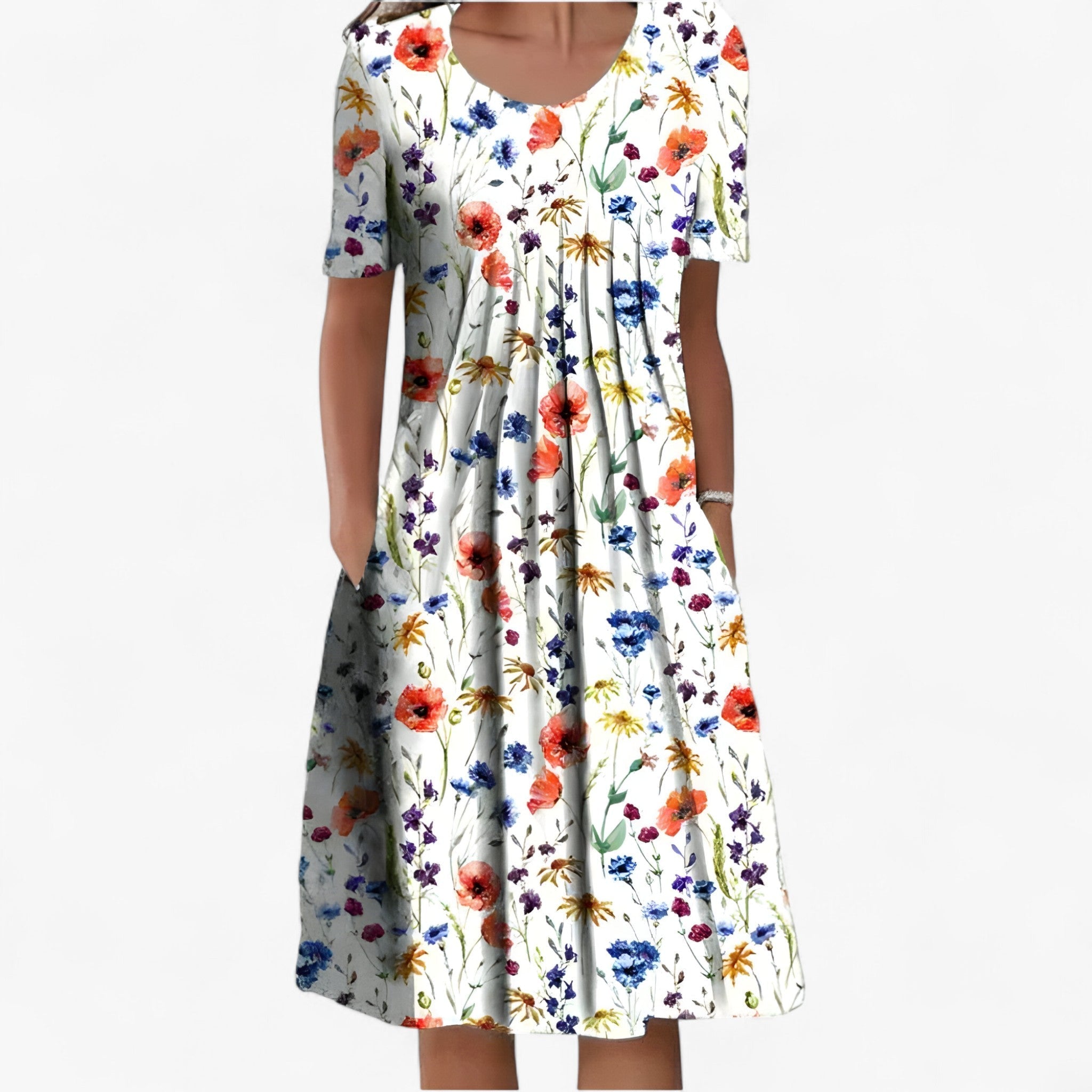 Nora Vestergaard | Midi-sommerkjole med blomsterprint