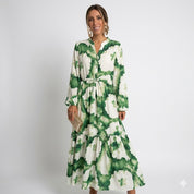 Carlotta Verdano | Maxi-kjole med grønt blad-print