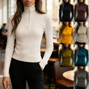 Amanda Fisker | Slim-Fit Turtleneck Blouse with Zipper