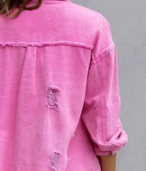 Clara Vang | Oversized denim jacket with distressed details