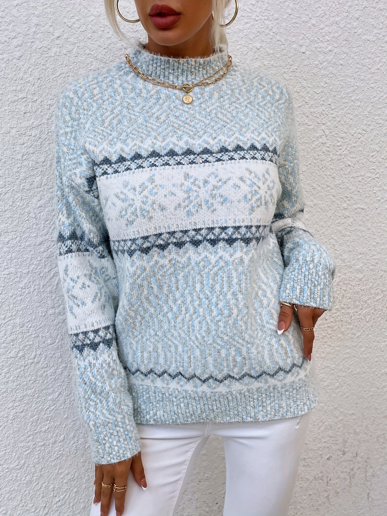 Christina Ravn | Schneeflockenpullover mit hohem Kragen