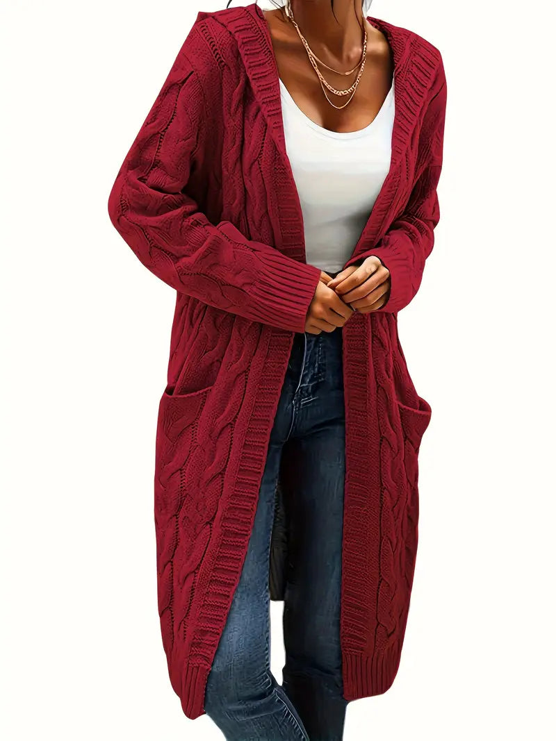 Rosina Alberti | Langarmet strikket cardigan med lommer i bordeaux