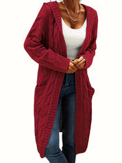 Rosina Alberti | Langarmet strikket cardigan med lommer i bordeaux