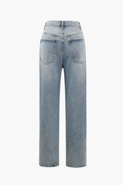 Charlotte Pembroke | High-Waist Straight-Leg Jeans med Asymmetrisk Design
