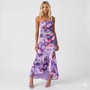 Valentina Sorelli | Maxi-festkjole med blomsterprint og plisserede detaljer