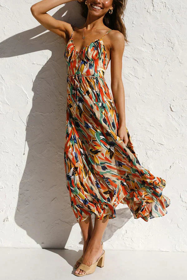 Camille Rousseau | Midi-sommerkjole med farverigt print