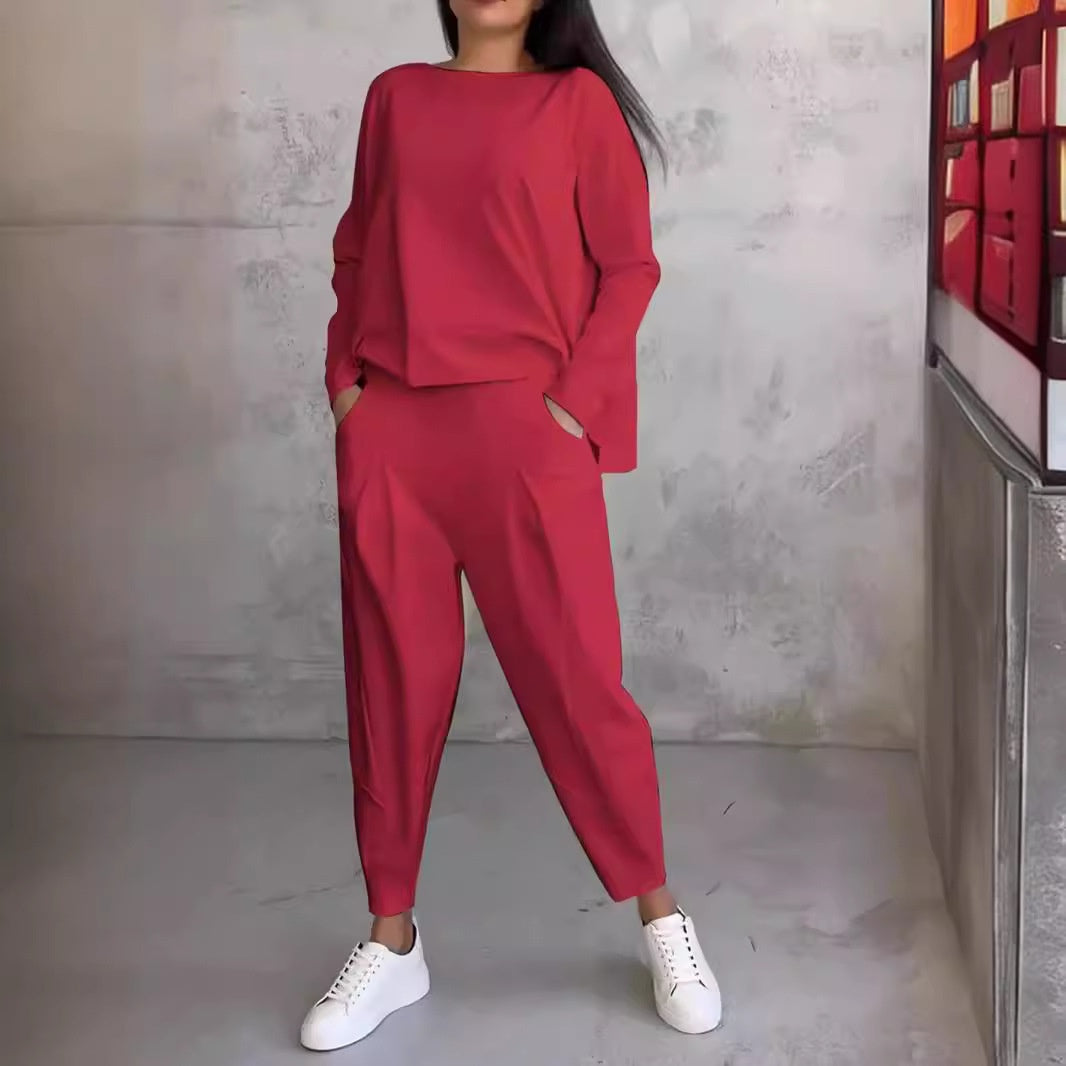 Dorte Riis | Casual Sæt med Løs Sweatshirt og Tapered Bukser