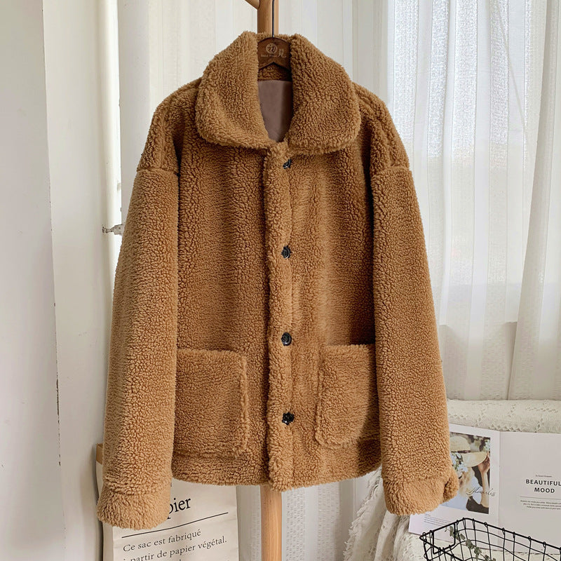 Anna Solberg | Teddy-frakke i pink shearling-look
