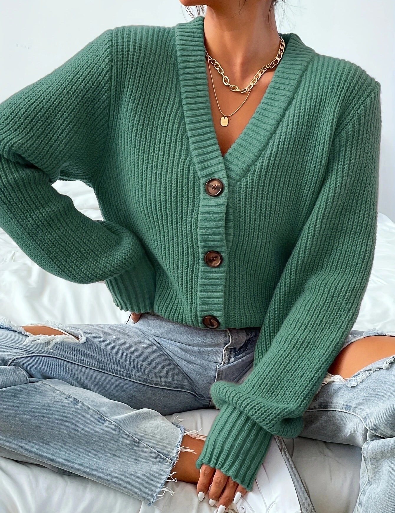 Nora Kjeldsen | Oversized Strikcardigan i Grøn