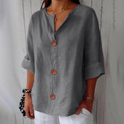 Roselia Pemburst | Løs Casual Bluse med Knapper til Kvinder