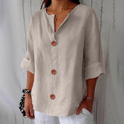 Roselia Pemburst | Løs Casual Bluse med Knapper til Kvinder