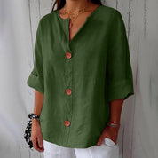 Roselia Pemburst | Løs Casual Bluse med Knapper til Kvinder