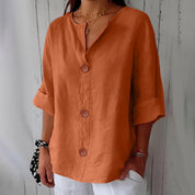 Roselia Pemburst | Løs Casual Bluse med Knapper til Kvinder