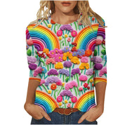 Ditte Kragh | Blomsterprintet T-shirt med 3/4 ærmer