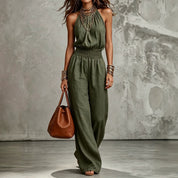 Stine Pedersen | Halterneck jumpsuit med vide ben til kvinder