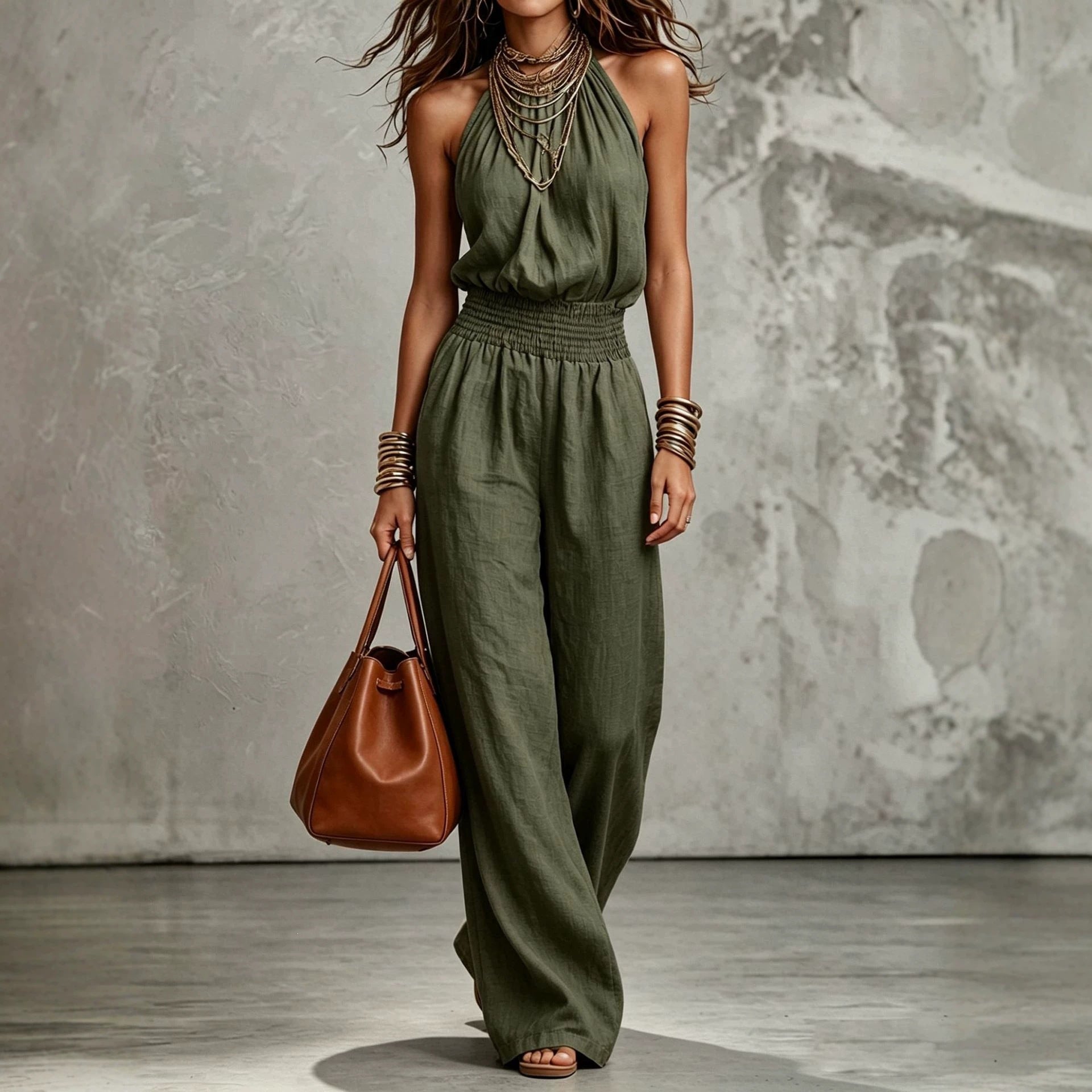 Stine Pedersen | Halterneck jumpsuit med vide ben til kvinder