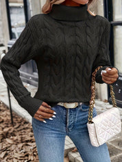 Lise Bonde | Pullover mit Zopfmuster und Rollkragen in Rot