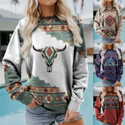 Trine Holm | Sweatshirt with Aztec Print and Crew Neck