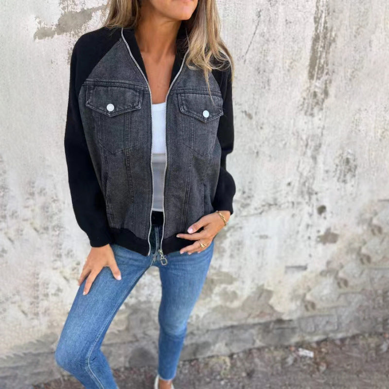 Nora Jensen | Denimjakke med kontrastærmer