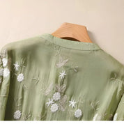 Theodora Ashford | Broderet Bomuldsbluse med Volumenærmer