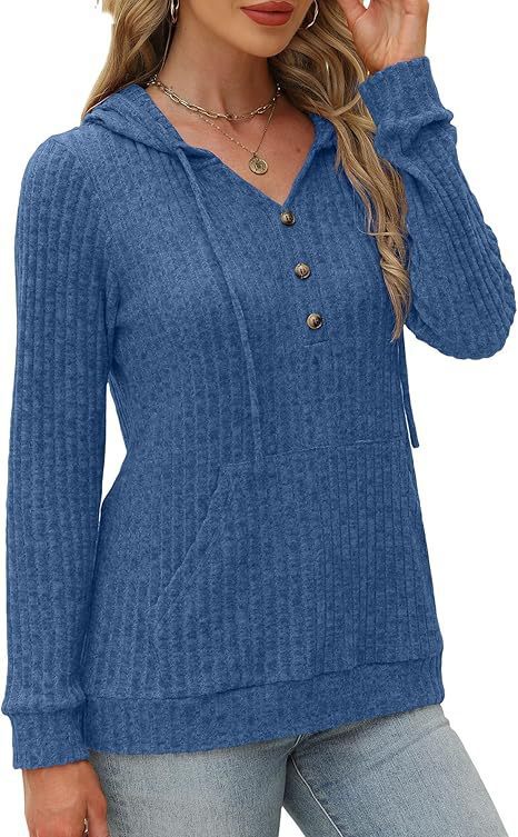 Tove Lorentzen | Rib-strikket hoodie-sweater med knapper