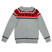 Malene Vinther | Blauer Strickpullover mit Waldmotiv für Damen