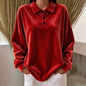 Karin Bendtsen | Oversize velurové polo s dlouhými rukávy