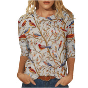 Ditte Kragh | Blomsterprintet T-shirt med 3/4 ærmer