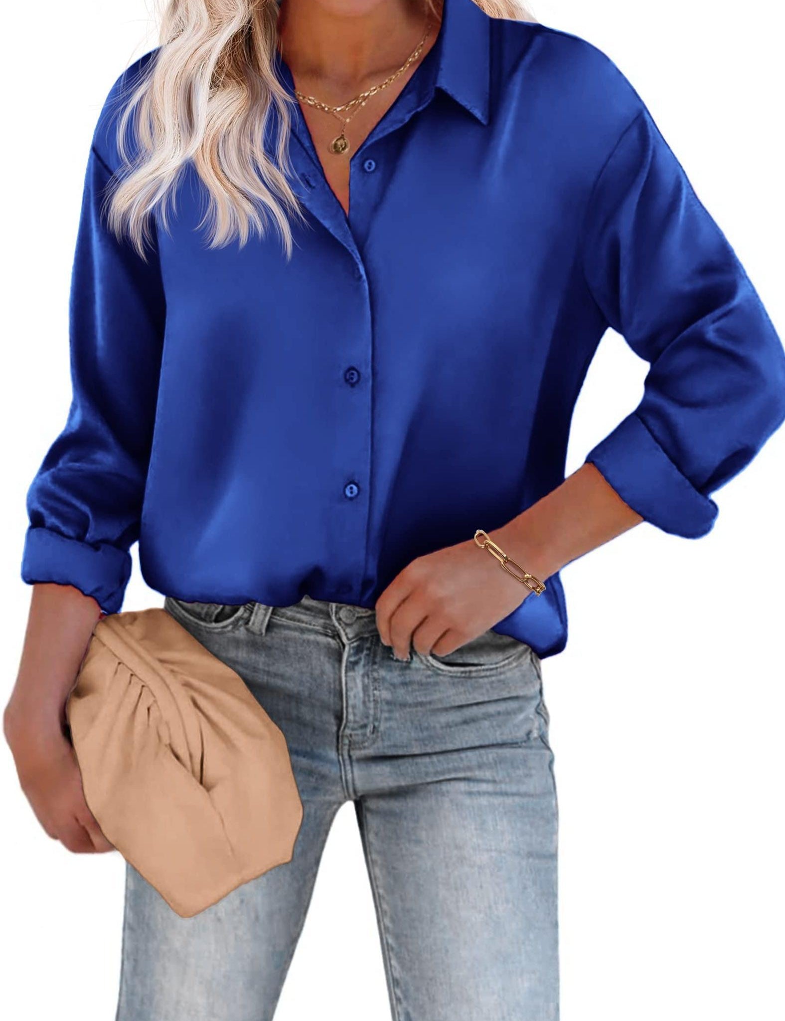 Aurore Pemberton | Elegant Skjortebluse med Knapper i Hvid