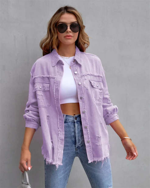 Clara Vang | Oversized denim jacket with distressed details