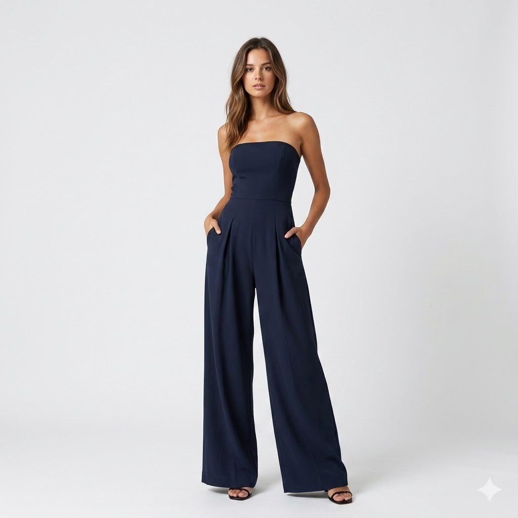 Lucienne Bellamy | Stropløs Jumpsuit i Marineblå