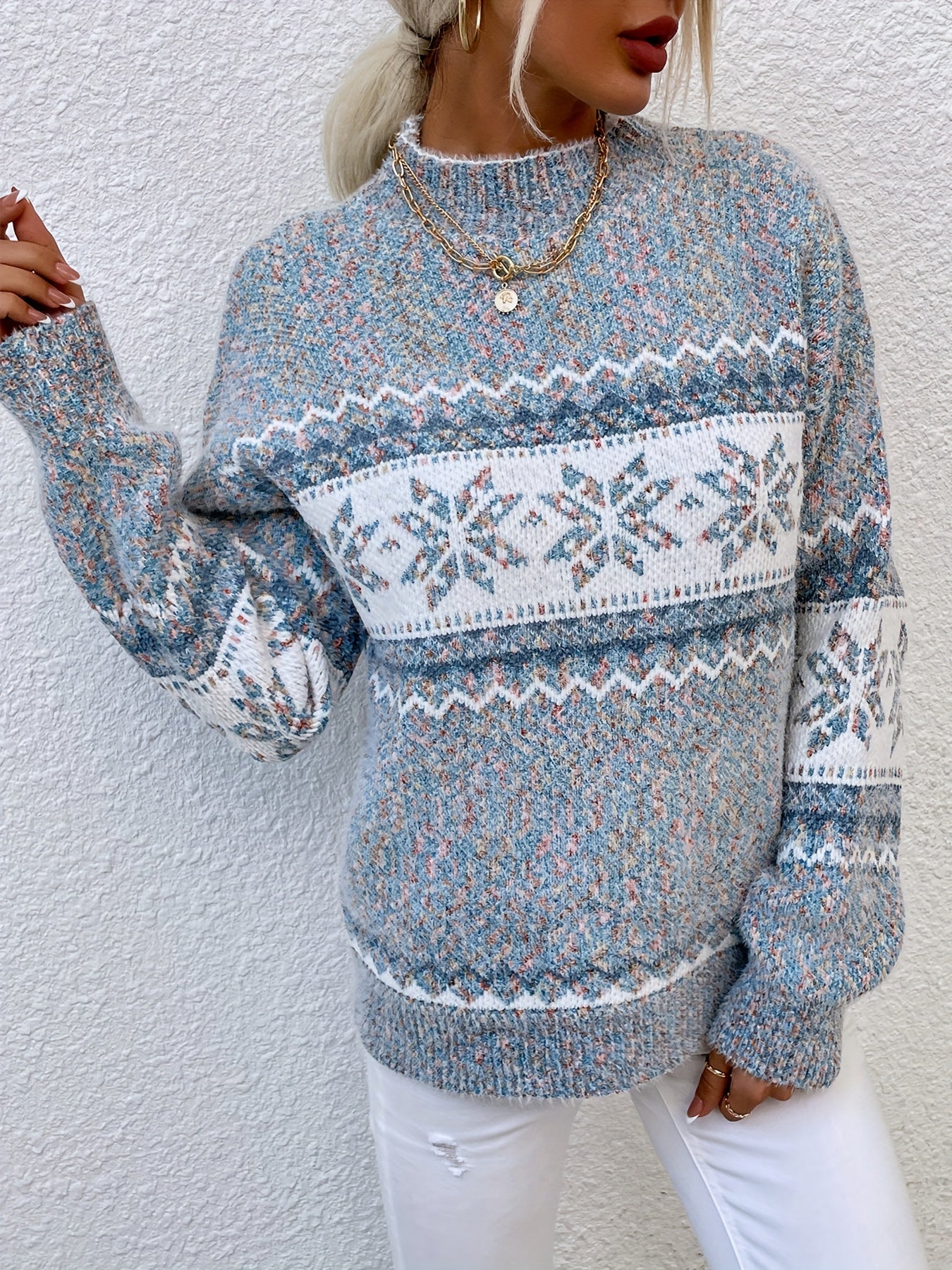 Christina Ravn | Schneeflockenpullover mit hohem Kragen