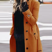 Marie Olsen | Long wool coat with belt detail for women