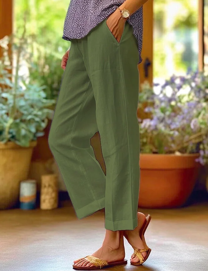 Margherita Velluto | Linned Bukser i Hvid – Let og Åndbar Casual Stil