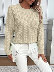 Lotte Andersen | Cable-Strikket Sweater med Rund Hals