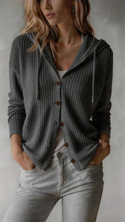 Malou Bjerre | Hoodie-cardigan i strikket bomuld til kvinder