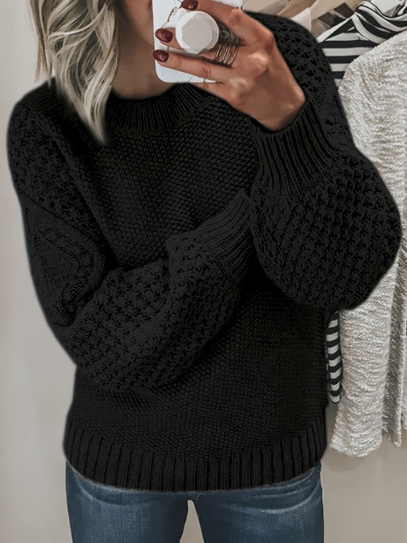 Mette Falk | Grob gestrickter Pullover mit Trompetenärmeln