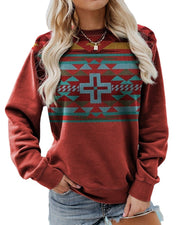 Trine Holm | Sweatshirt with Aztec Print and Crew Neck