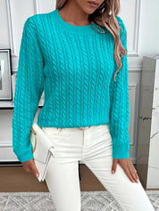 Lotte Andersen | Cable-Strikket Sweater med Rund Hals