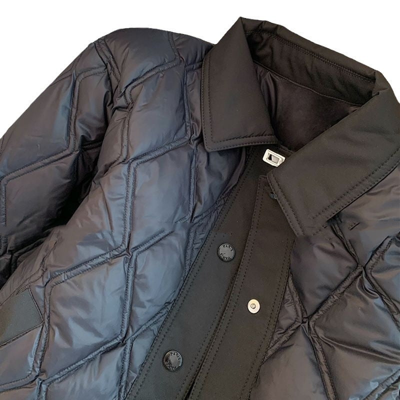 Ingrid Olsen | Schwarze gesteppte Jacke mit Rautenmuster