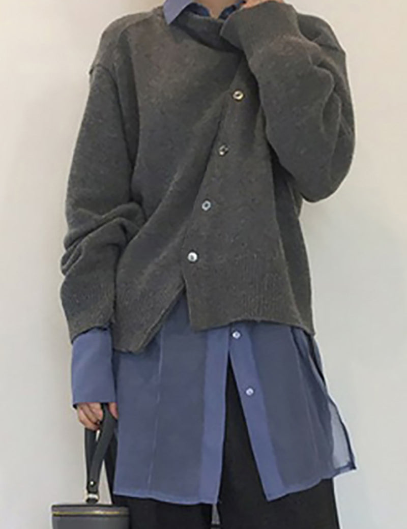 Nanna Kristensen | Oversized cardigan med diagonale knapper
