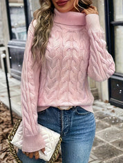 Lise Bonde | Pullover mit Zopfmuster und Rollkragen in Rot