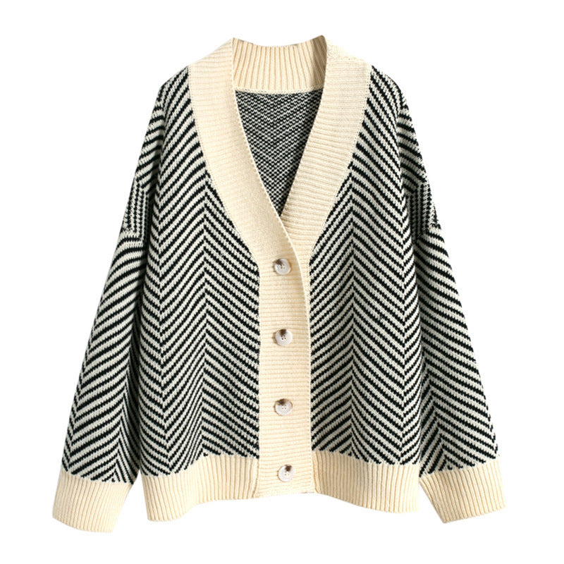 Mette Munk | Diamond-strikket cardigan med V-hals
