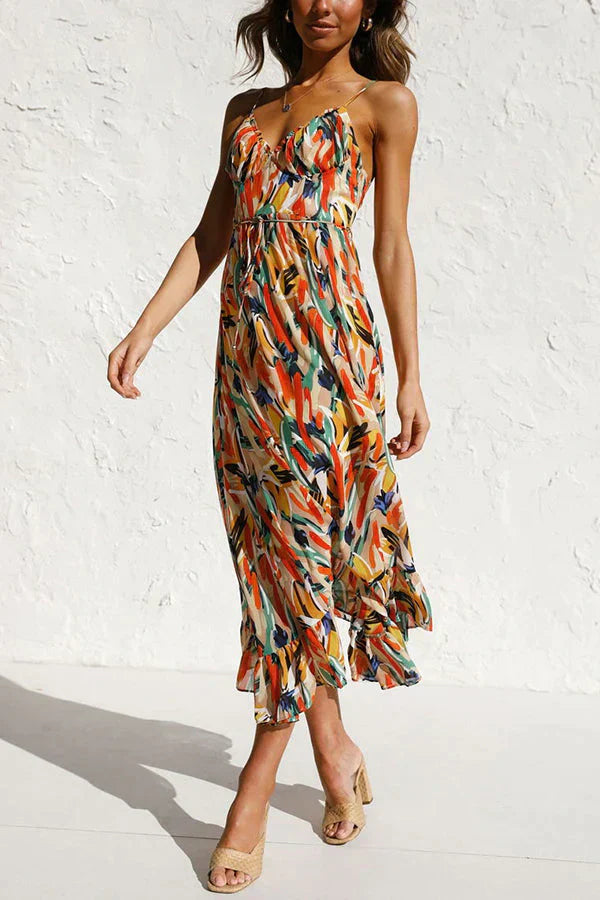 Camille Rousseau | Midi-sommerkjole med farverigt print