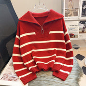 Ellen Fogh | Oversize pruhovaný svetr s límcem na zip