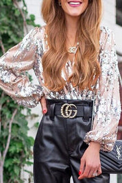 Annika Valkyrie | Glitterbluse med lang ærme til kvinder