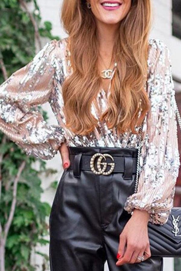 Annika Valkyrie | Glitterbluse med lang ærme til kvinder