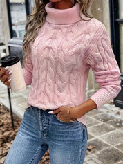 Lise Bonde | Pullover mit Zopfmuster und Rollkragen in Rot